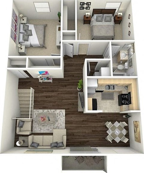 a 3d drawing of a floor plan with a bedroom